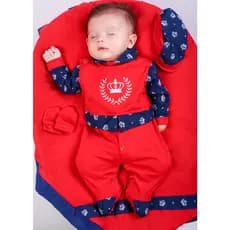 Saída Maternidade Menino Roupa de Bebê Menino 04 peças Menino Azul Felipe Ursinho