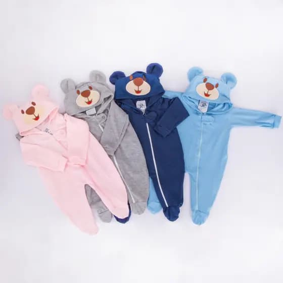 Macacão Bebê De Urso Roupa de Bebê Menino e Menina Com Capuz
