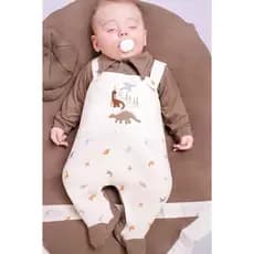Saída Maternidade Menino Jardineira Animais 04 peças Roupa de Bebê Menino