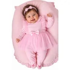 Saída Maternidade Menina Bailarina 04 peças Roupa de Bebê Menina Voal Rosa