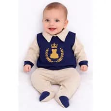 Saída Maternidade Menino 04 Peças Elegance Colete Roupa de Bebê Menino