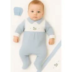 Saída Maternidade Menino 03 Peças Cavalinho Malha Tricot Roupa de Bebê Menino