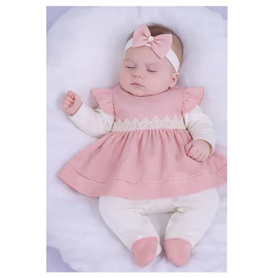 Saída Maternidade Menina Alice Rosa Clarinho Delicada 04 peças Roupa de Bebê Menina