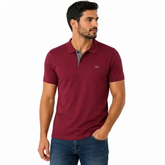 Camiseta Ogochi Polo Masculina Elegante 100% Algodão Manga Curta Confortavel
