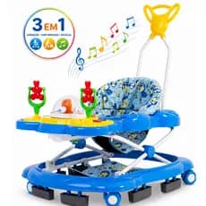 Andador Infantil para Bebê Megaluxo Jumbo Baby Musical Dobrável Seguro Empurrador e Selo do Inmetro