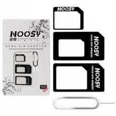 Adaptador de Chip 4 Em 1 Micro Sim E Nano Sim Chave Pin - Noosy Preto