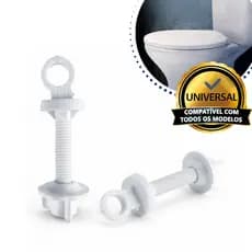 Kit 2 Parafuso + 2 Porcas de Fixação Para Assento Tampa Sanitario Universal