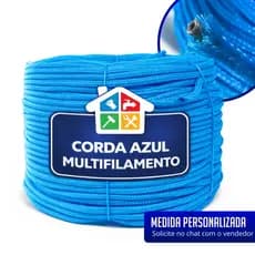 Corda Azul Nylon Multifilamento 8mm Rolo Com 50 Metros
