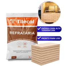 Kit 10 Plaqueta Refratária Churrasqueira Forno + 1 Massa 5kg Tilecol Churrasqueira Fogão a Lenha