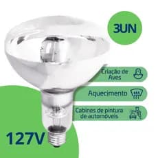 Kit 3 Lâmpadas Infravermelho Secagem Rápida 250w 127v