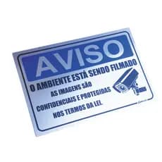 Placa Ambiente Esta Sendo Filmado Cftv Alarme 30x20 Aluminio