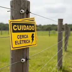 Kit 5 Placas Advertência Perigo Cuidado Cerca Elétrica 17x11cm PVC