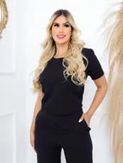 Conjunto Feminino Calça E Blusa Alfaiataria Social Trabalho Envio Rápido