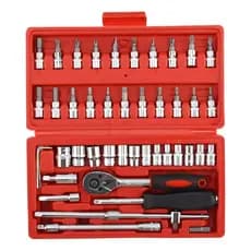 Kit De Ferramentas Jogo De Soquetes 46 peças Chave Catraca Reversível Com Maleta Jogo De Ferramentas Completo
