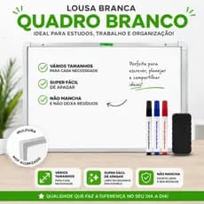Lousa Quadro Branco MDF Aluminizado 60x40 70x50 80x60 100x70 + Canetas e Apagador | Não Mancha