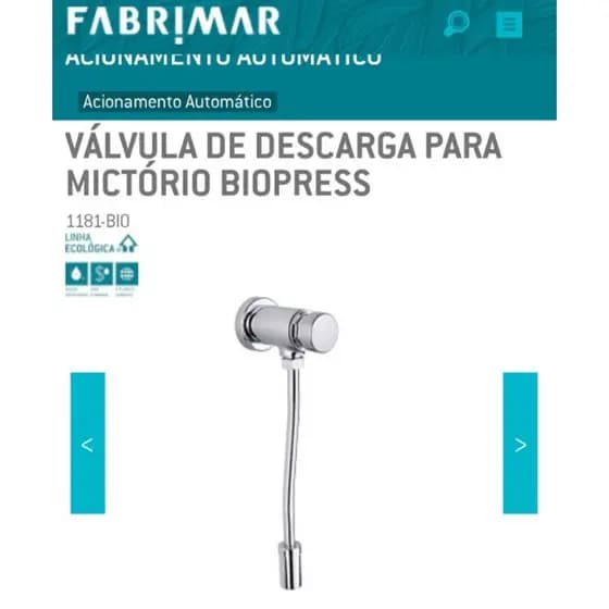 Válvula de descarga para mictório Biopress fabrimar