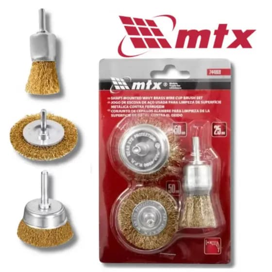 Escova de Aço Circular Kit c/ 3 Pçs Haste 6mm Escova Aco para Furadeira MTX