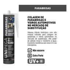 Cola PU Parabrisas Automotivo Preto Unipega 400g - Alta Adesão e Resistência à Água