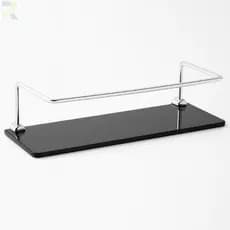 Prateleira Porta Shampoo Banheiro Lavabo Reto Vidro 6mm Fumê Preto 30cm Suporte Organizador