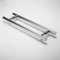 Puxador Duplo Tubular Alumínio 50cm Comprimento c/ 40cm Entre Furos  Redondo Porta Pivotante
