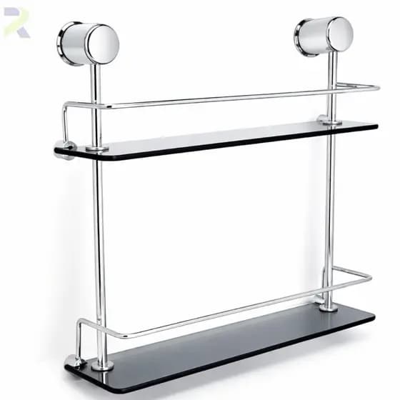 Porta Shampoo Prateleira Organizador Reto Duplo 40cm Fumê Suporte Banheiro Organizador Retangular