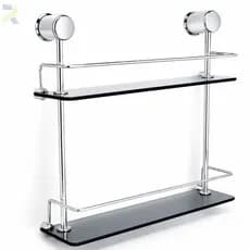 Porta Shampoo Prateleira Organizador Reto Duplo 40cm Fumê Suporte Banheiro Organizador Retangular