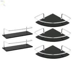 Kit para Banheiro Prateleiras Organizadoras Conjunto 3 Cantoneiras + 2 Porta Shampoo Reto 30cm Fumê