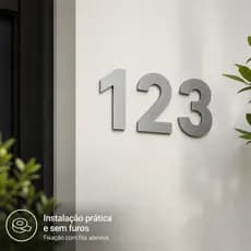 Número Residencial em Aço Escovado Prata ou Preto com Fita Adesiva 0 a 9