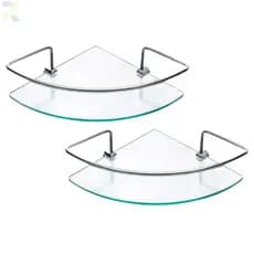 Kit 02 Porta Shampoo Suporte De Banheiro Prateleira Canto Vidro 6mm Organizador Lavabo