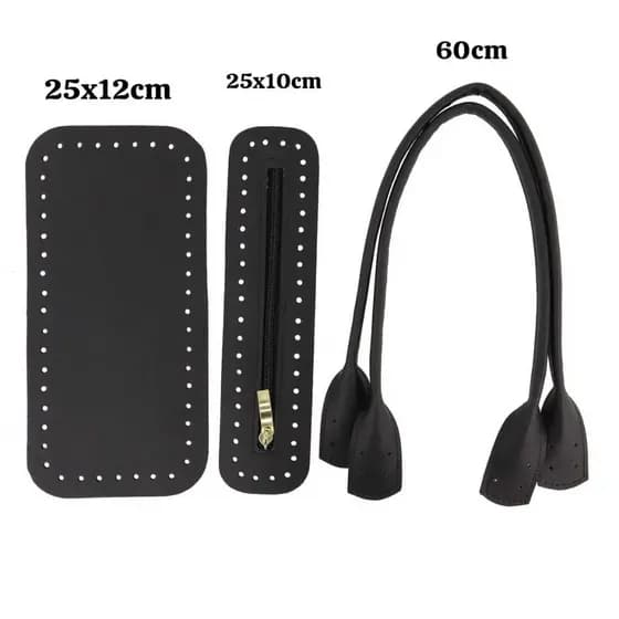 Kit Alça Ana,Fecho Ziper e Fundo 25x12 Para Bolsas Croche,Trico,Artesanatos