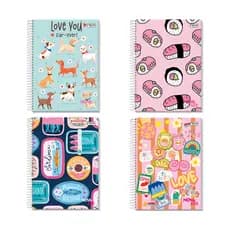Kit 4/6/8/10/12 Cadernos 1 Matéria Femininos Espiral Capa Dura Meninas 80 Folhas