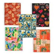 Kit Cadernos 5/6/8 1 Matéria 80 Folhas Nova Cadernos Capa Dura Feminino Paradise