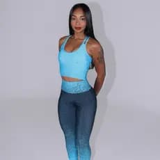 Conjunto Top e Calça Legging Degradê Costas Cruzadas Suplex Fitness