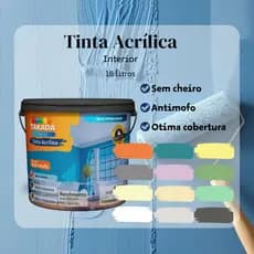 Tinta acrílica interna 18 litros Takada  - Sem cheiro - Antimofo- Varias cores - Alta cobertura