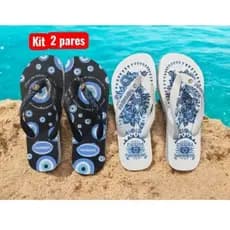 Kit com 2 pares de Chinelos Estampados Estilo Casual Juvenil Kit Leve 2 pague Menos