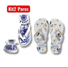 Kit com 2 Pares de  Chinelos Estampados estilo casual Feminino Kit Promoção