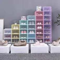 Organizador Para Sapatos Sapateira Caixa Empilhável Em Plástico e Com Tampa