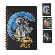 Agenda Espiral Astronauta Com Glitter 2026 168 Folhas