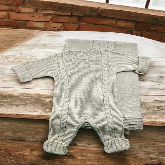 SAIDA MATERNIDADE 2 PÇS TRICOT - AREIA