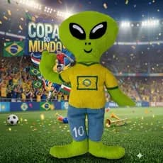 Pelúcia Alienígena Brasil 32cm – Boneco ET Fofinho com Camisa do Brasil | Mascote Copa