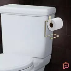 Suporte Porta Papel Higienico Aramado Duplo Para Caixa Acoplada Dourado