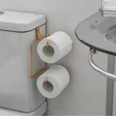 Suporte  Porta Papel Higienico Aramado Duplo Para Caixa Acoplada Rose