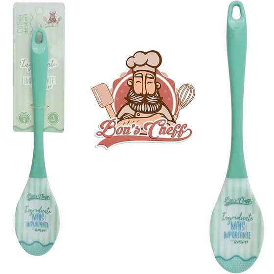 Colher De Arroz De Silicone Verde Cabo Acrilico