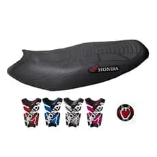 Kit Capa Banco Emborrachada Moto Titan Fan Bros Twister CG YBR e Tank Pad Adesivo