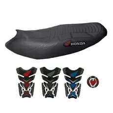 Kit Capa Banco Emborrachada Moto Titan Fan Bros CG Twister YBR e Tank Pad Adesivo