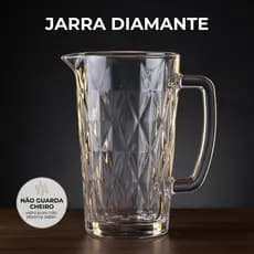 Jarra Copo De Vidro Diamante Premium 1L Transparente - Suco Água Refrigerante Almoço Jantar Café