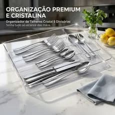 Organizador De Talheres  34x26 Acrílico Com Cinco Divisórias Empilhável - Multicolorido Resistente