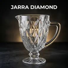 Jarra Luxo Diamond Vidro Transparente 1,2L Resistente Jarra Grande para suco agua chá