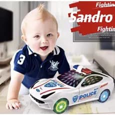 Carrinho 3d Policia Com Luz Som Movimento viatura Brinquedo Bate E Volta