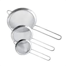 Kit 3 Peneiras Coador 8/10/14cm Aço Inox Luxo Utensílios De Cozinha Jogo